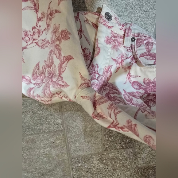 Lauren Ralph Lauren Floral Pink Women's Jeans White Straight Skinny 0 Spring XS - Picture 10 of 11